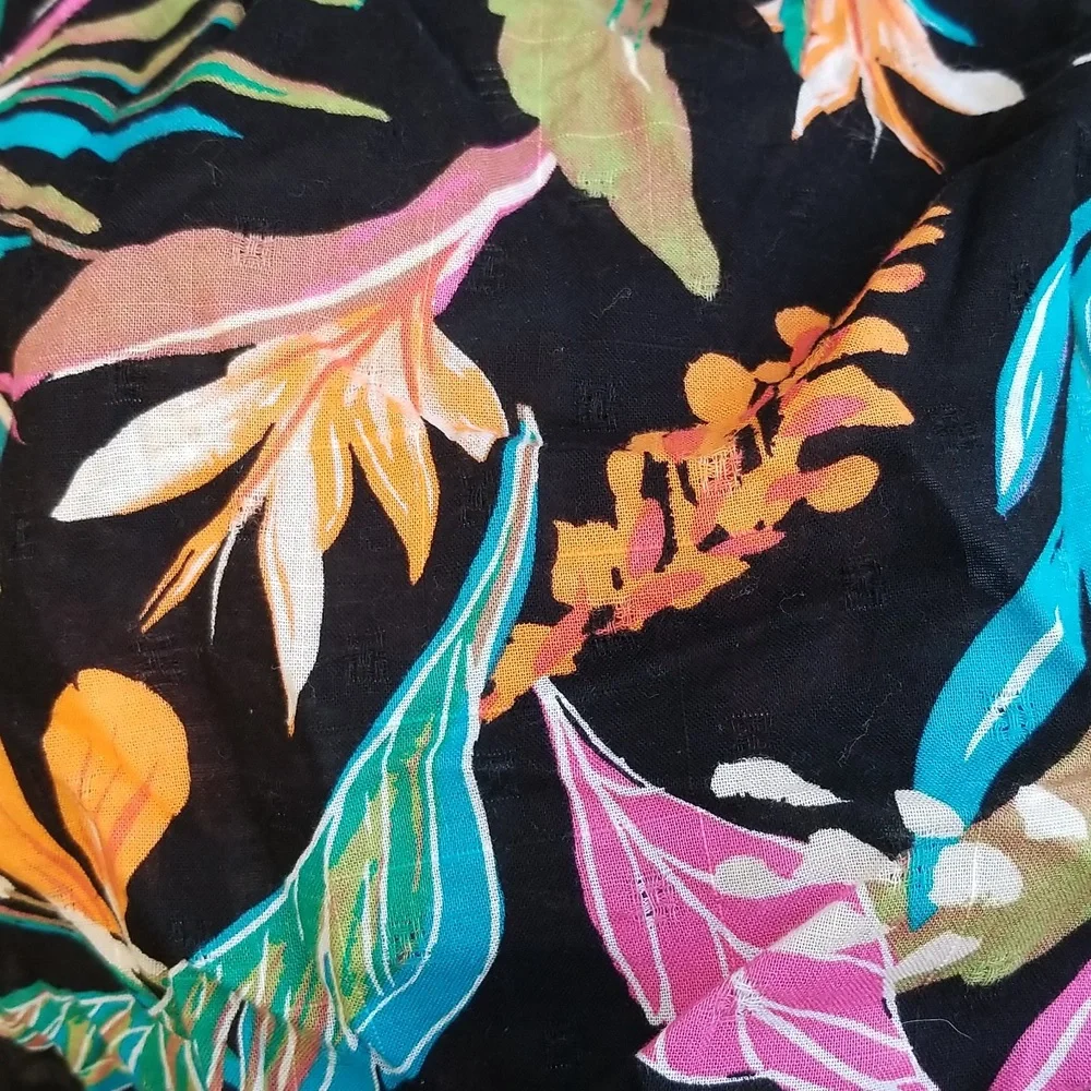 Plus Size Floral Cotton Blouse Square Neck Bell Sleeve Top Artsy Cottagecore NWT